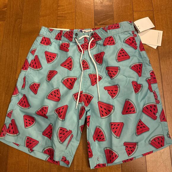 NWT runks Surf & Swim Co. Watermelon Sano Printed Swim Trunks size small - Picture 3 of 11